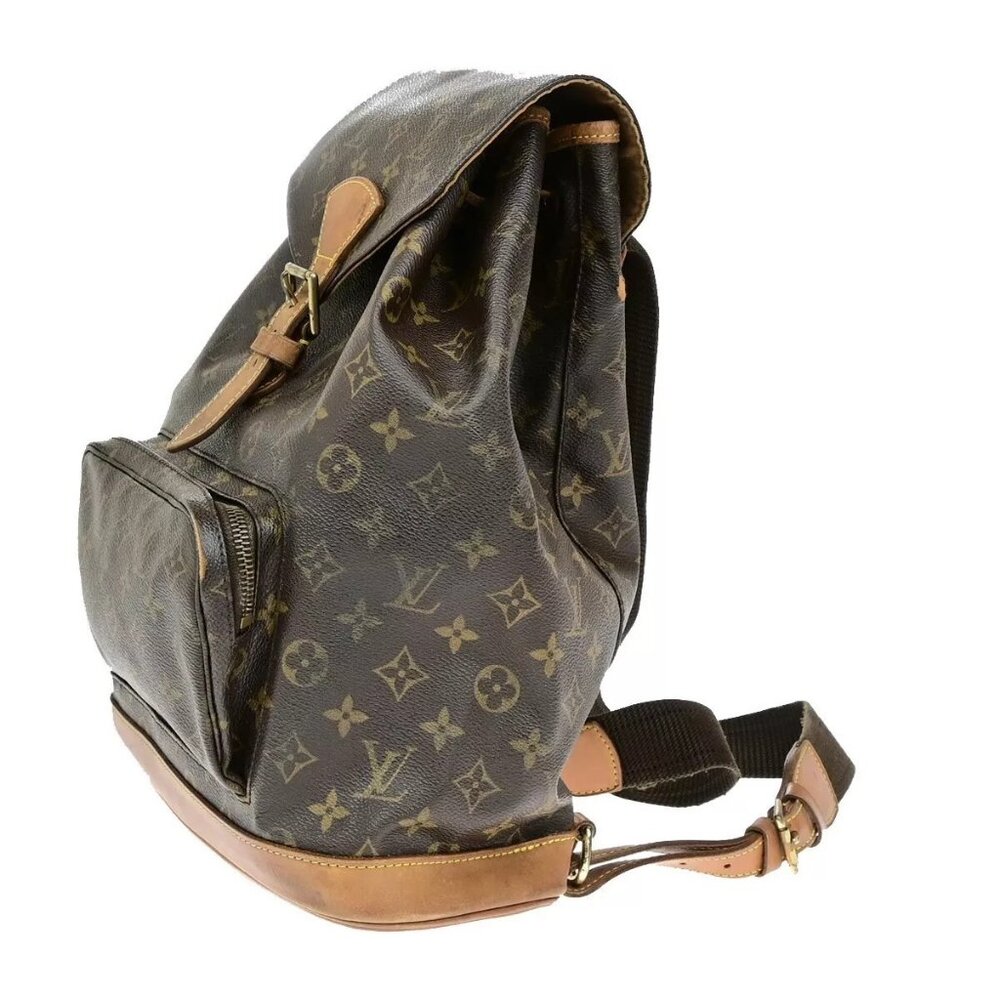 LOUIS VUITTON Montsouris GM Backpack Bag Monogram Leather Brown M51135 70ED741 - Picture 15 of 16